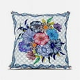 thumbnail image 1 of Flowers Indoor/Outdoor Pillow in White Blue 16x16, 1 of 5