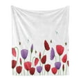thumbnail image 1 of Flowers Insects Soft Flannel Fleece Blanket, Interpretation of Spring Season Flowers with Bees Buzzing Around, Cozy Plush for Indoor and Outdoor Use, 70" x 90", Ruby Coral Lavender, by Ambesonne, 1 of 5
