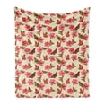 thumbnail image 1 of Flowers Insects Soft Flannel Fleece Throw Blanket, Tropical Garden Hibiscus and Monarch Butterflies Pattern, Cozy Plush for Indoor and Outdoor Use, 50" x 60", Eggshell Coral and Orange, by Ambesonne, 1 of 5