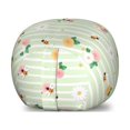 thumbnail image 1 of Flowers Insects Storage Toy Bag Chair, Charming Roses Chamomiles Bees on a Striped Background, Stuffed Animal Organizer Washable Bag, Small Size, Pastel Green Multicolor, by Ambesonne, 1 of 3
