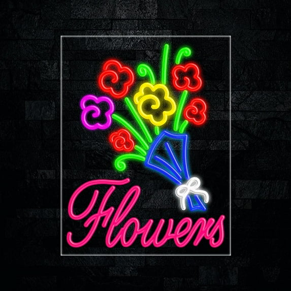 Flowers-LED Neon Sign 22"L x 28"H #30464