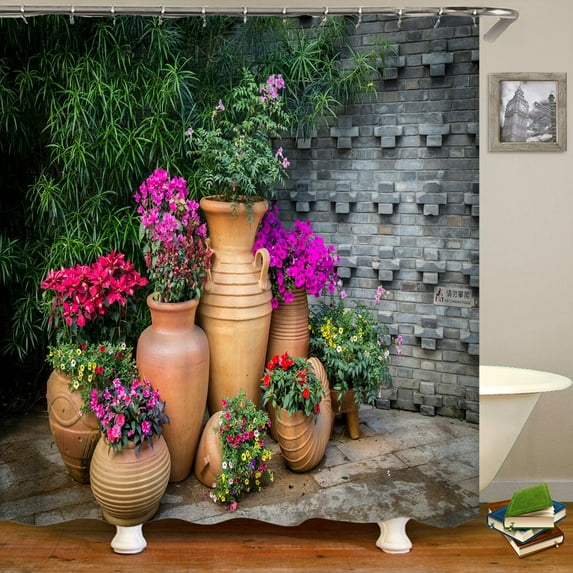 Flowers Landscape Printed Shower Curtains Bathroom Curtains Waterproof Polyester Frabic Decoration Bath Curtain 180X180cm