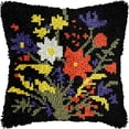 thumbnail image 1 of Flowers Latch Hook Kits Pillow DIY Rug Crochet Hook Cushion Making Kits with Preprinted Pattern Canvas Instruction Yarns Pillow Cover Easy Starter DIY Crochet Kits 43x43cm （de46), 1 of 6