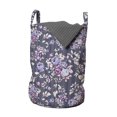 thumbnail image 1 of Flowers Laundry Bag, Blossoms and Leaves Ornaments Pattern of Blooming Roses on Striped Background, Hamper Basket with Handles Drawstring Closure for Laundromats, 13" x 19", Multicolor, by Ambesonne, 1 of 4