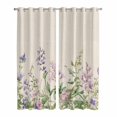 thumbnail image 1 of Flowers Lavender Kitchen Curtains 96 Inch Length, Retro Cottagecore Blooms Green Leaf Grommet Top Bedroom Living Room Curtains, Light Filtering Cafe Curtain Drapes 2 Panels Set 104''x96'', 1 of 9
