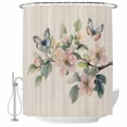 thumbnail image 1 of Flowers Leaf Butterfly Fabric Shower Curtain Linen Background Washable Shower Curtains for Bathroom, Waterproof Bath Curtain with Hooks Home Decor 36x72in, 1 of 8