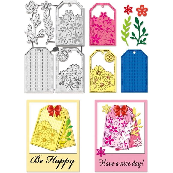 Flowers Leaf Label Metal Die Cuts for Card Making DIY Scrapbooking Album Decor