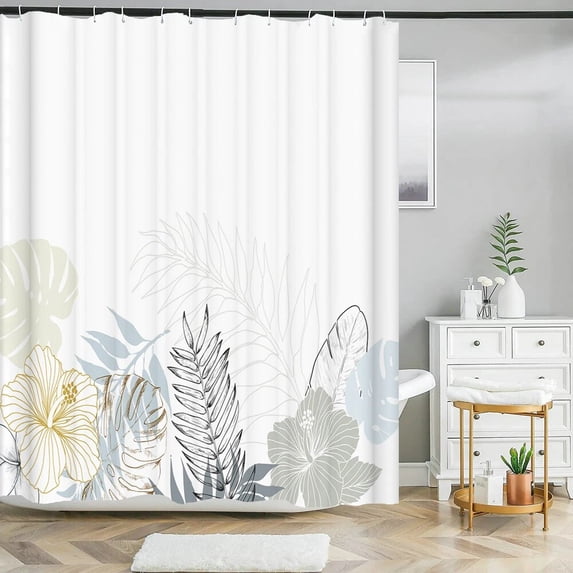 Flowers Leaf bath screen Plants printing bath curtain waterproof shower curtain with curtains for bathroom home Decor