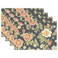 thumbnail image 1 of Flowers and Leaves 12×18 inch Placemats Heat Resistant Washable Foldable Rectangular Placemats Set Decoration Indoor Outdoor for Kitchen Dining Table 6PCs, 1 of 8