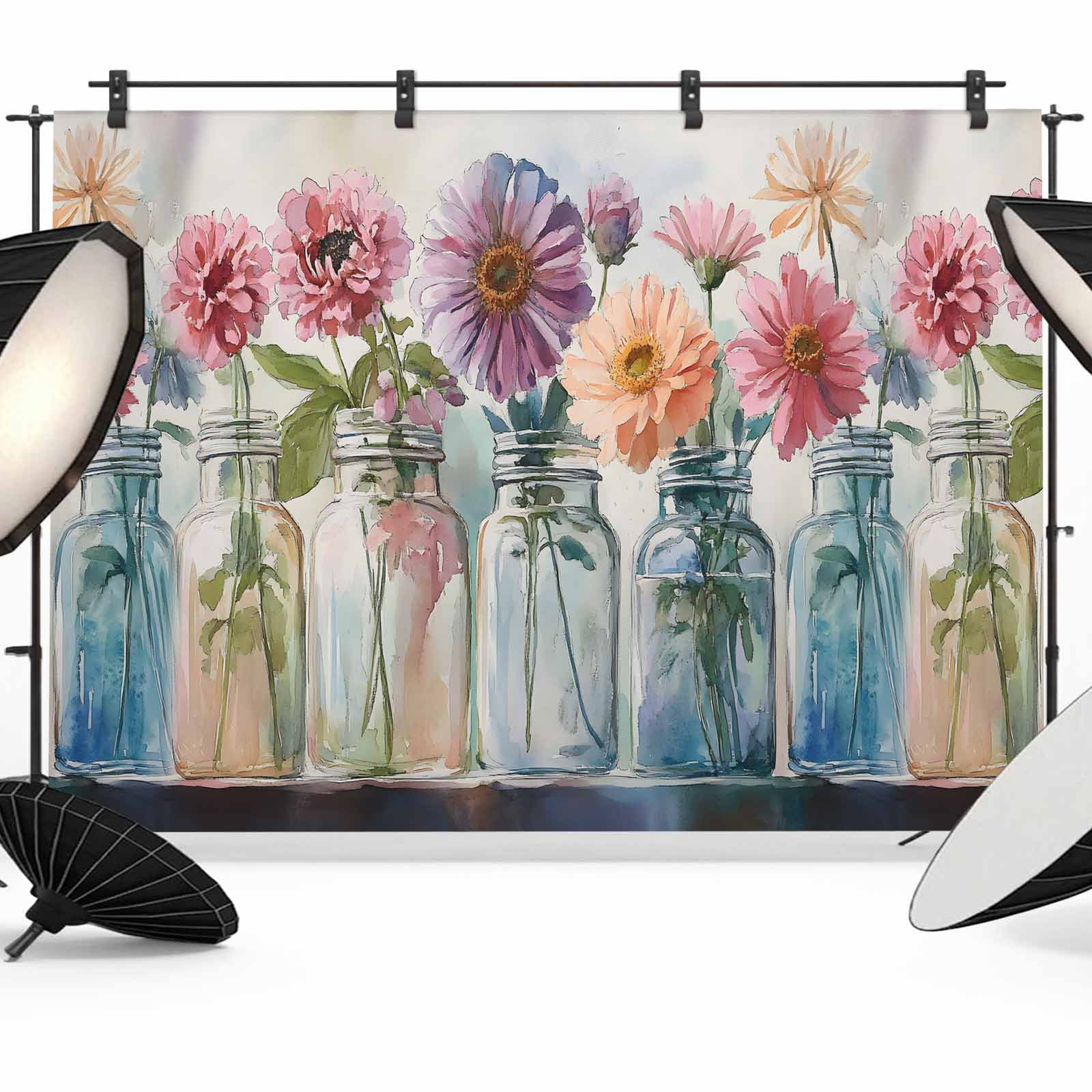 Botanical Backdrop Flowers Leaves Backdrop for Photography,Fabric Photo Background ...