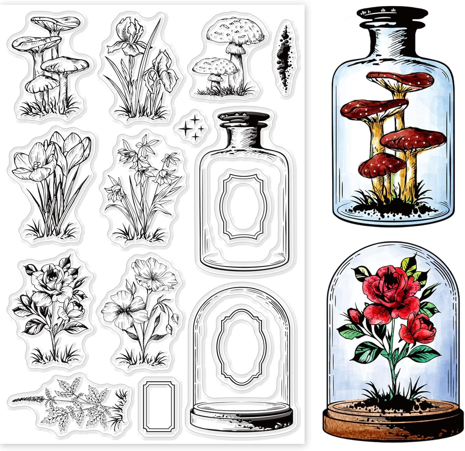 Flowers Leaves Bottle Clear Stamps for DIY DIY Scrapbooking Spring ...