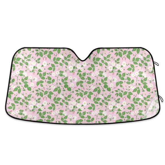 Flowers Leaves Bud Car Windshield Sun Shade Foldable Car Front Window Visor Heat and UV Protection 53x23.5
