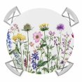 thumbnail image 1 of Flowers Leaves Elastic Fitted Round Table Cover Watercolor Plant Waterproof Outdoor Tablecloth for Holiday Party, Picnic, Patio & Dining Fits Tables Up to 45"-54", 1 of 8