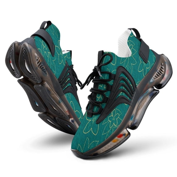 Flowers, Leaves, Lines, Green Walking Shoes for Men Woman Lightweight Tennis Fashion Elastic Sports Shoes Cushion Basketball Shoes