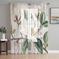 thumbnail image 1 of Flowers Leaves Semi Sheer Window Curtains 72 Inches Long, Farmhouse White Botanical Magnolia Retro Rod Pocket Voile Silky Chiffon Curtain Light Filtering Drapes for Living Room, 52"x72", 2 Panels, 1 of 9