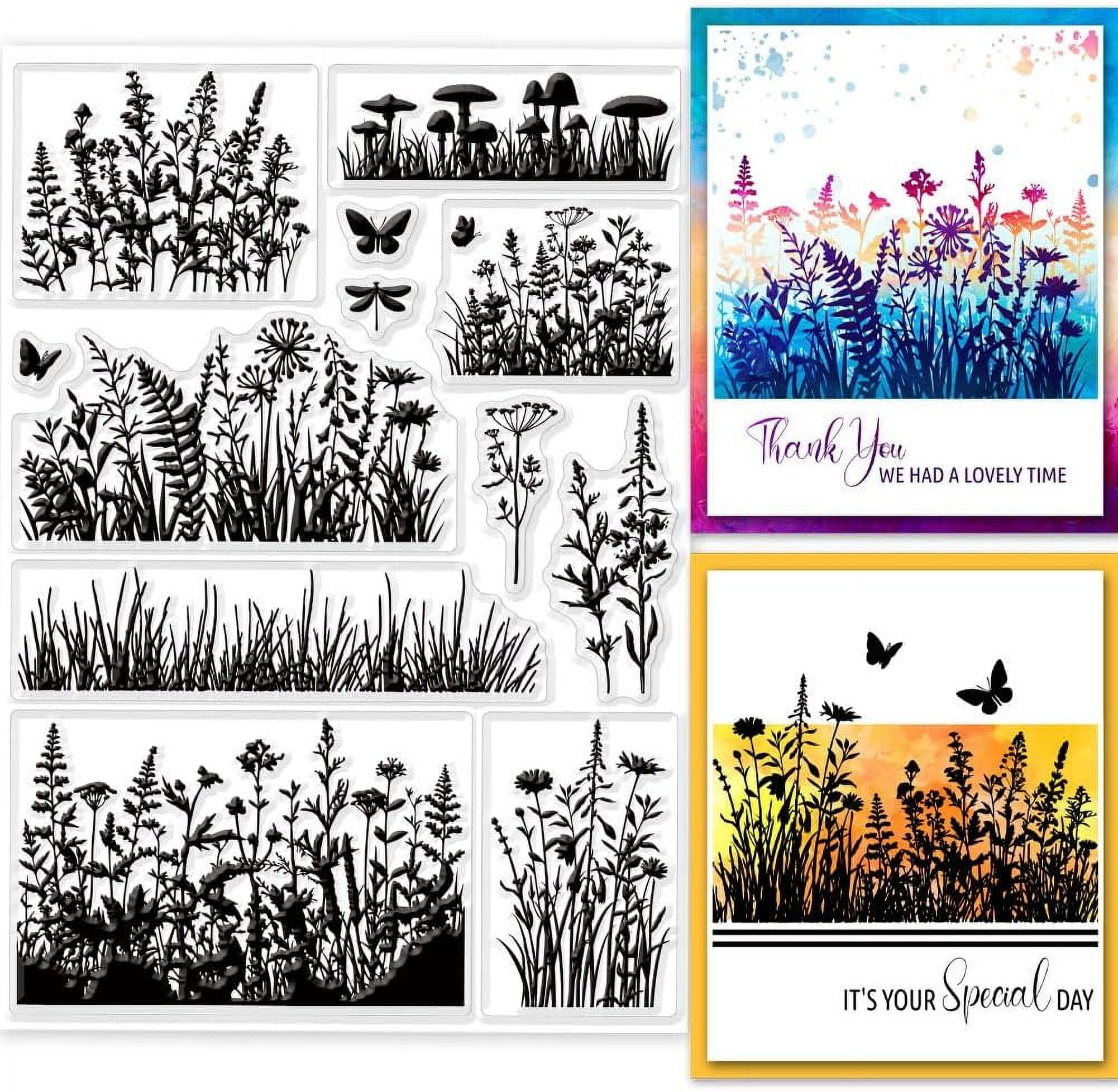 Flowers Leaves Silhouette Clear Stamps for DIY Scrapbooking Plants ...