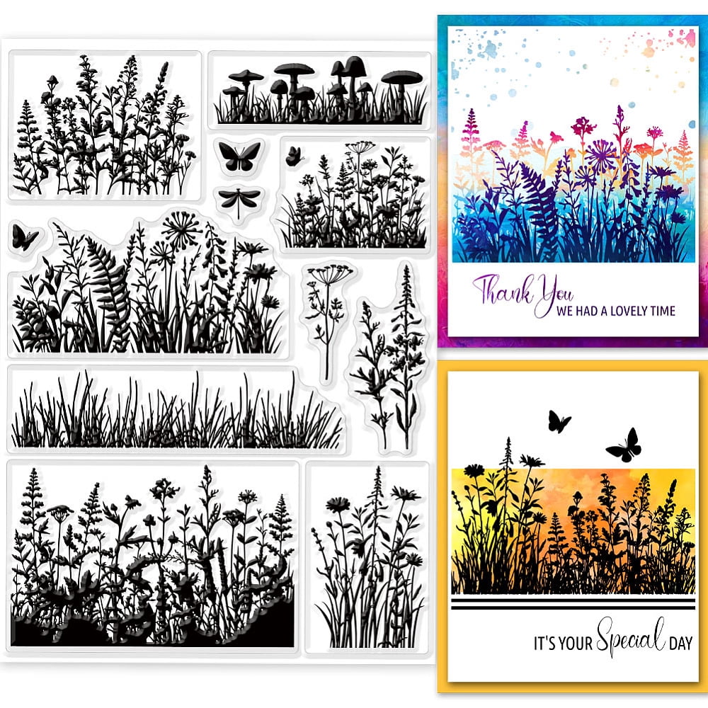 Flowers Leaves Silhouette Clear Stamps for DIY Scrapbooking Plants ...