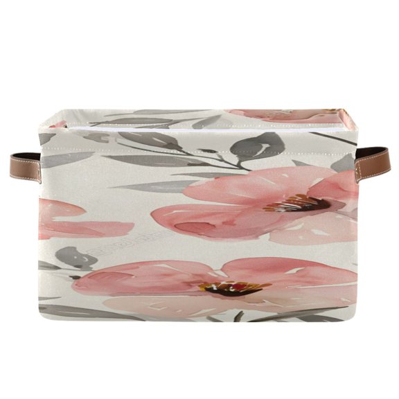 Flowers Leaves Soft Palette Square Storage Bins with Handles Collapsible Containing Box 1 Pack