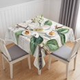 thumbnail image 1 of Flowers Leaves Table Cloth Waterproof Tablecloths, Farmhouse White Botanical Magnolia Retro Tablecloth Dining Table Cover for Kitchen Party Tabletop Outdoor, Square Tablecloth 60x60 Inch, 1 of 9