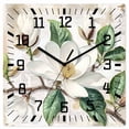 thumbnail image 1 of Flowers Leaves Wooden Wall Clock Silent Non Ticking, Farmhouse White Botanical Magnolia Retro Square Wall Clocks Battery Operated, Decor Clock for Home Office, Living Room, Kitchen, 10 Inch, 1 of 9