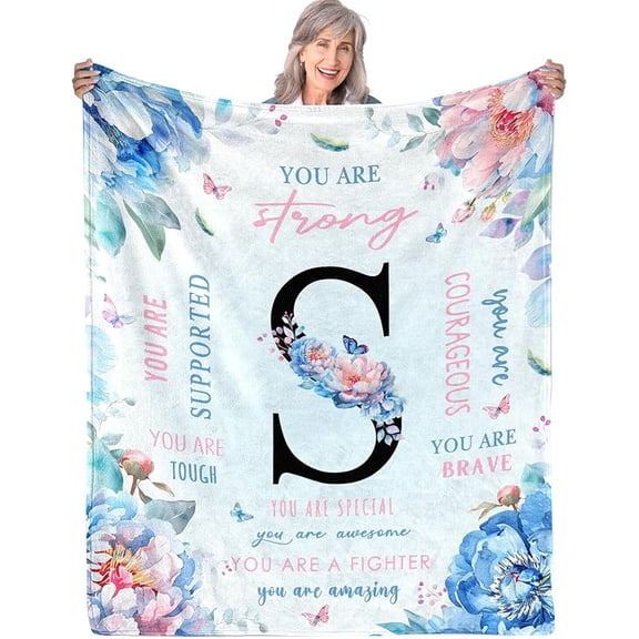 Flowers Letter A Flannel Blanket 50"x60", Monogrammed Gifts for Women Initial Gifts, Inspirational Personalized Initial Letter Blanket, Retirement Birthday Blanket for A Monogrammed Throws
