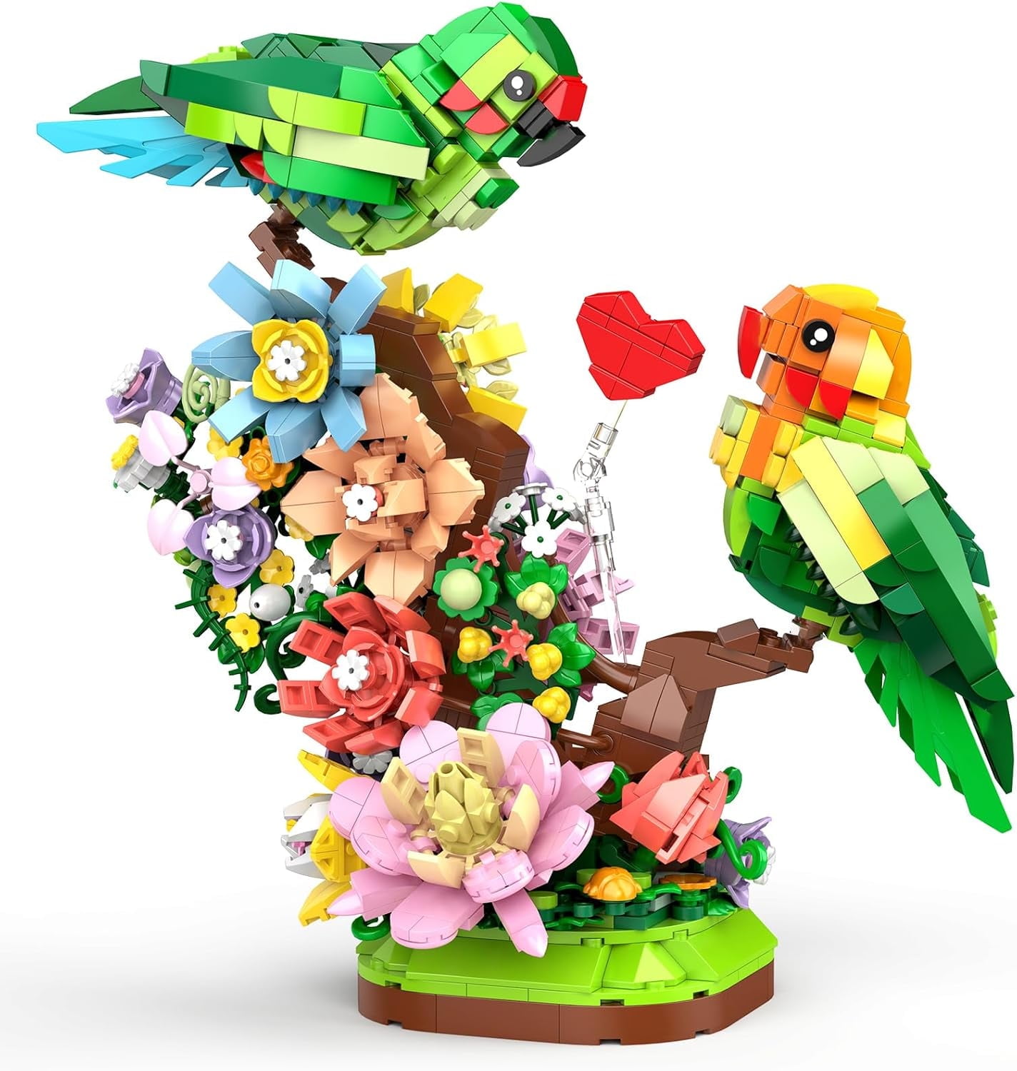 Flowers & Love Bird Building Set for Adults, Flower Parrot Botanicals Decor Model Kit with LED, Animal Toys Gifts Ideas for Kids Girls Boys Age 8+ (1050 PCS)