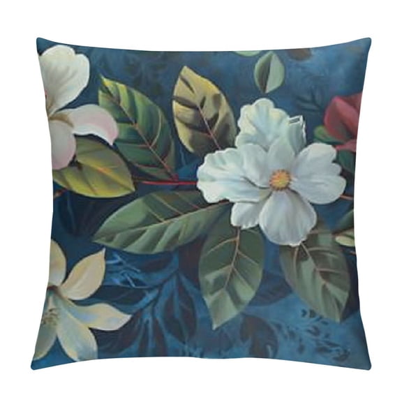 Flowers Magnolia Jasmine Satin Pillowcase for Hair and Skin Silk Pillowcase Pillow Case with Envelope Closure Throw Pillow Cover for Bedroom Sofa Chair Car Home Decor - Standard,