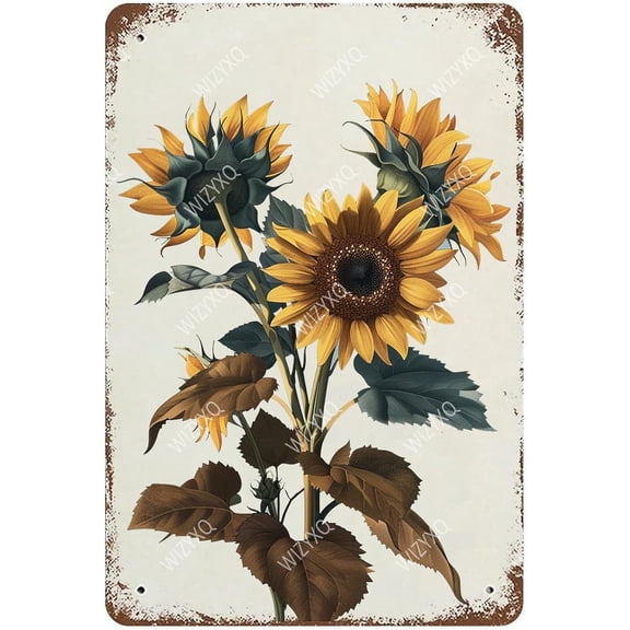 Flowers Metal Signs Sunflower Sign Vintage Tin Sign Aluminum Sign Retro Wall Decor for Living Room Bedroom Greenhouse Garden Yard Shop Bar 812 Inches