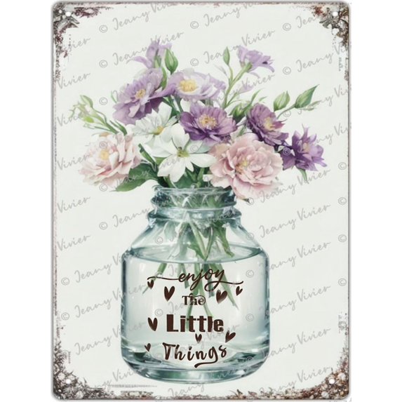 Flowers Metal Tin Sign Wildflower Wall Art Enjoy The Little Things Inspirational Quote Funny Tin Sign Summer Wall Decor Farmhouse Decor for Home Cafes Office Store Pubs Club Sign Gift 12x16 Inch