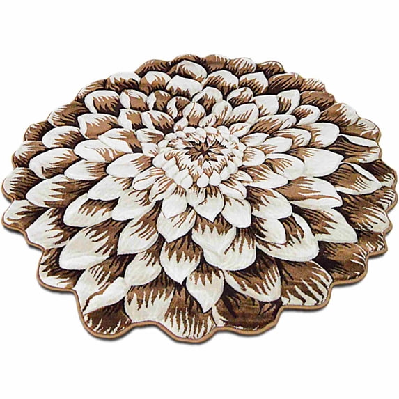 Flowers Rug Design 303 - 2'6"x2'6" Round, Brown