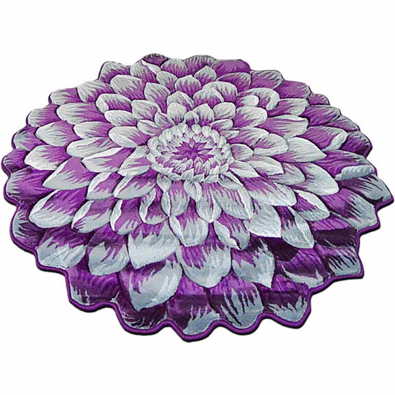 Planet Rugs Flowers Rug Design 303 Round Purple 2'6" x 2'6"
