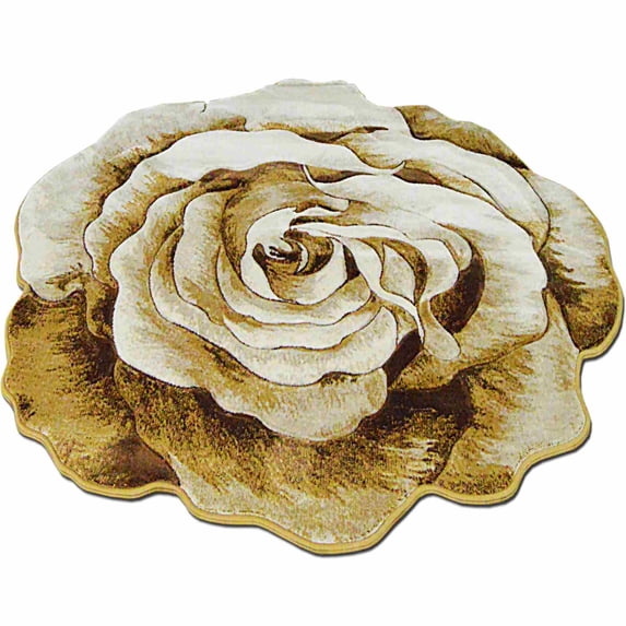 Flowers Rug Design 304 - 2'6"x2'6" Round, Brown