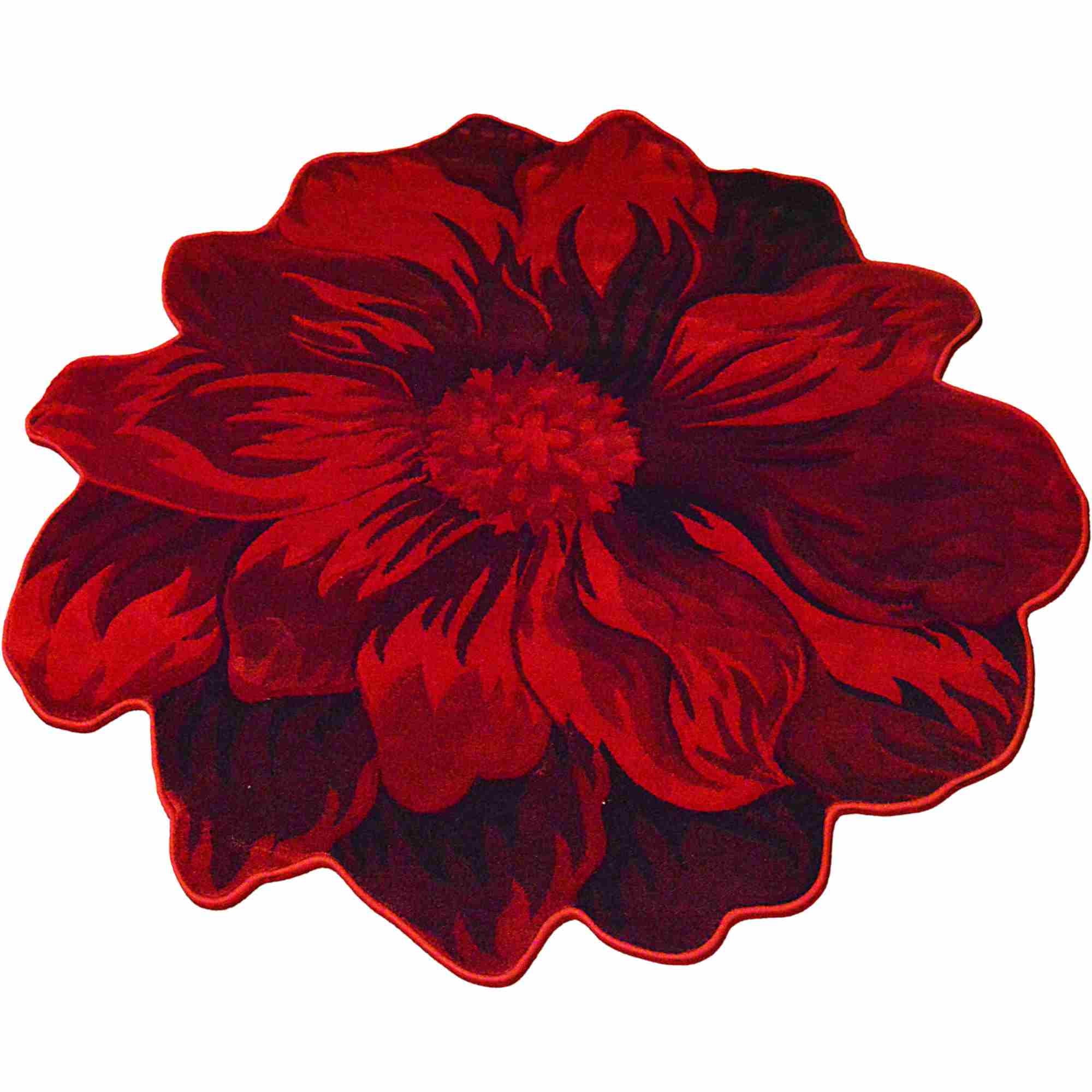 Planet Rugs Throw Flower Plush Rug - Vibrant Red, 2'6