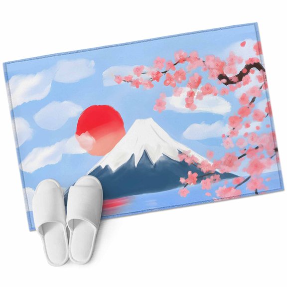 Flowers Mountain Area Rugs Collection 2'x3', Spring Sun Floral Nature Scenery Non Slip Indoor Rectangle Throw Runner Rug Floor Mat Carpet for Living Room Dining Table Bedroom Nursery