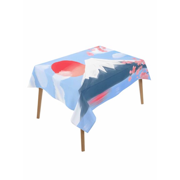 Flowers Mountain Rectangle Tablecloth, Spring Sun Floral Nature Scenery Waterproof & StainResistant Tablecloth, Washable Oil-proof Table Cover for Dining/Party/Wedding/Camping/Buffet 60x84 In