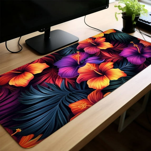 Flowers Multicolour Pattern Mousepad Computer HD Keyboard Pad Mouse Mat Desk Mats Natural Rubber Anti-Slip Office Mouse Pad
