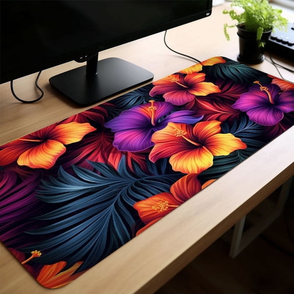 Flowers Multicolour Pattern Mousepad Computer HD Keyboard Pad Mouse Mat Desk Mats Natural Rubber Anti-Slip Office Mouse Pad