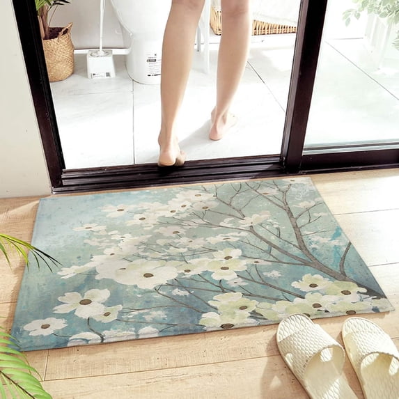 Flowers Nature Scenery Tree Doormat Entrance Rugs Indoor 18 x 30 Inch,Oil Painting Floral Landscape Welcome Doormat Decorative Home Floor Mat,Non Slip Absorption Entry Rugs for Kitchen Indoor Decor