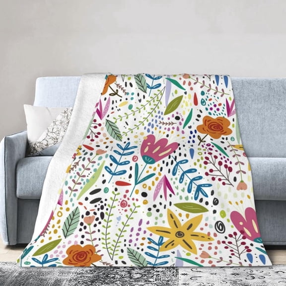 Flowers Nature Spring Fleece Blanket Comfort Warmth Soft Cozy Easy Care Bed Throw Blanket for Living Room/Bedroom All Season,Gift,80"x60"