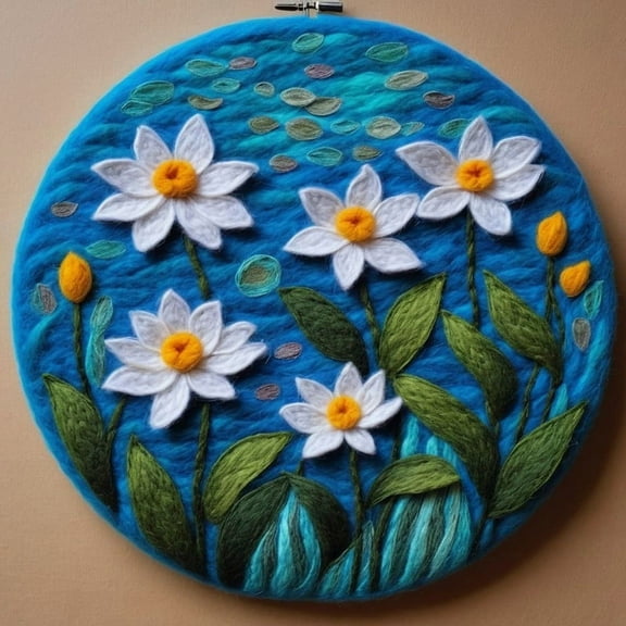 Flowers Needle Felting Set, Beginner Felt Painting Set, With Wool Felt Painting Set, Decorative Frame, Suitable for Home Decoration, Christmas Gift