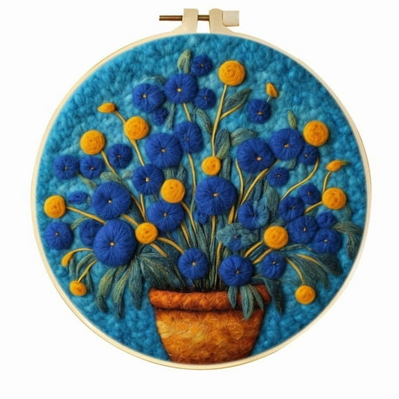 Flowers Needle Felting Set, Beginner Felt Painting Set, With Wool Felt Painting Set, Decorative Frame, Suitable for Home Decoration