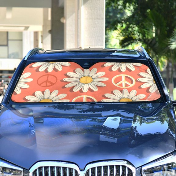 Flowers Of Daisy Automotive Front Car Windshield Sun Shade Reflector Foldable for Front Fit for Cars Truck SUVs