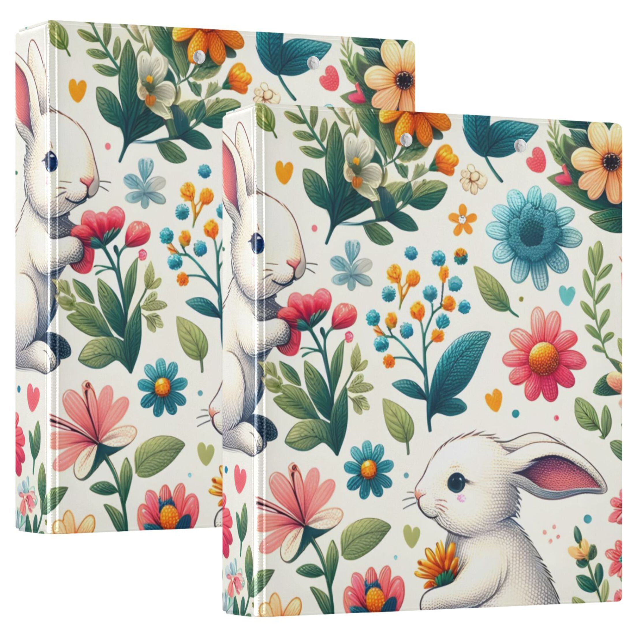 Flowers Of Rabbits 3 Ring Binders 1.5 inch Hardcover File Folders with ...