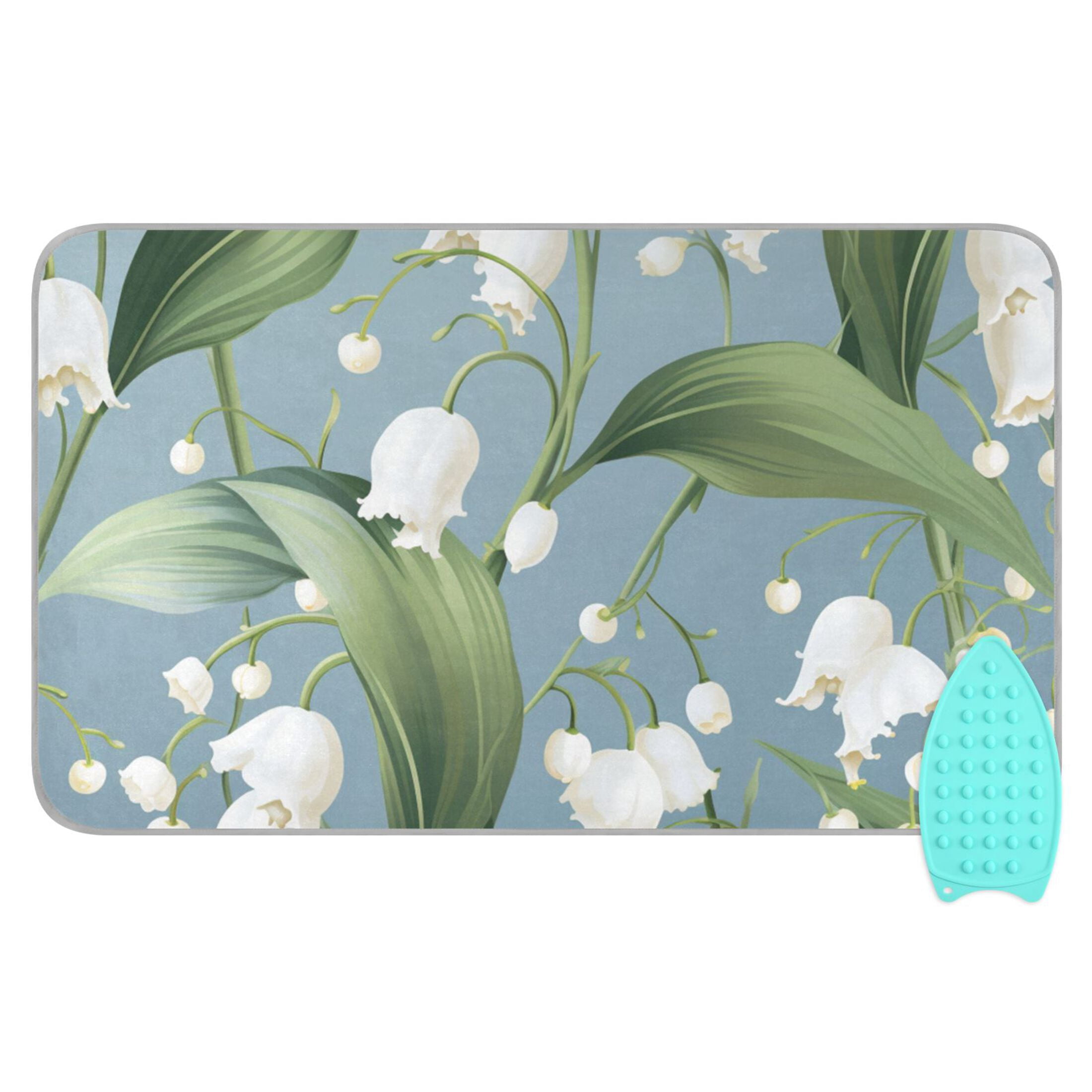 Flowers Of The Valley Leaves Ironing Mat Blanket Portable Travel Ironing Pad Heat Resistant Pad 47.2" x 27.6”