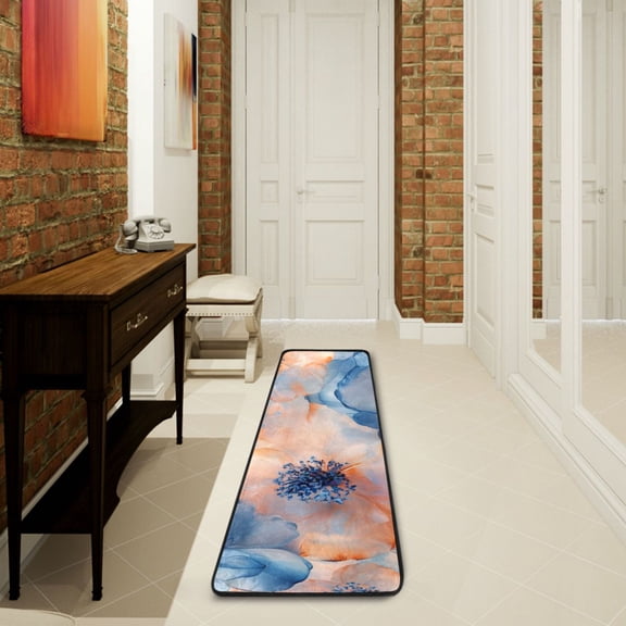 Flowers Oil Painting Runner Rug Non Slip 7224 in Ares Rugs for Bedroom Bathroom Living Room