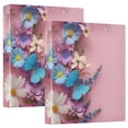 thumbnail image 1 of Flowers Or Butterflies 3 Ring Binders 1.5 inch Hardcover File Folders with Interior Pockets A4 Size Organizer for School Office Hospital, 1 of 8