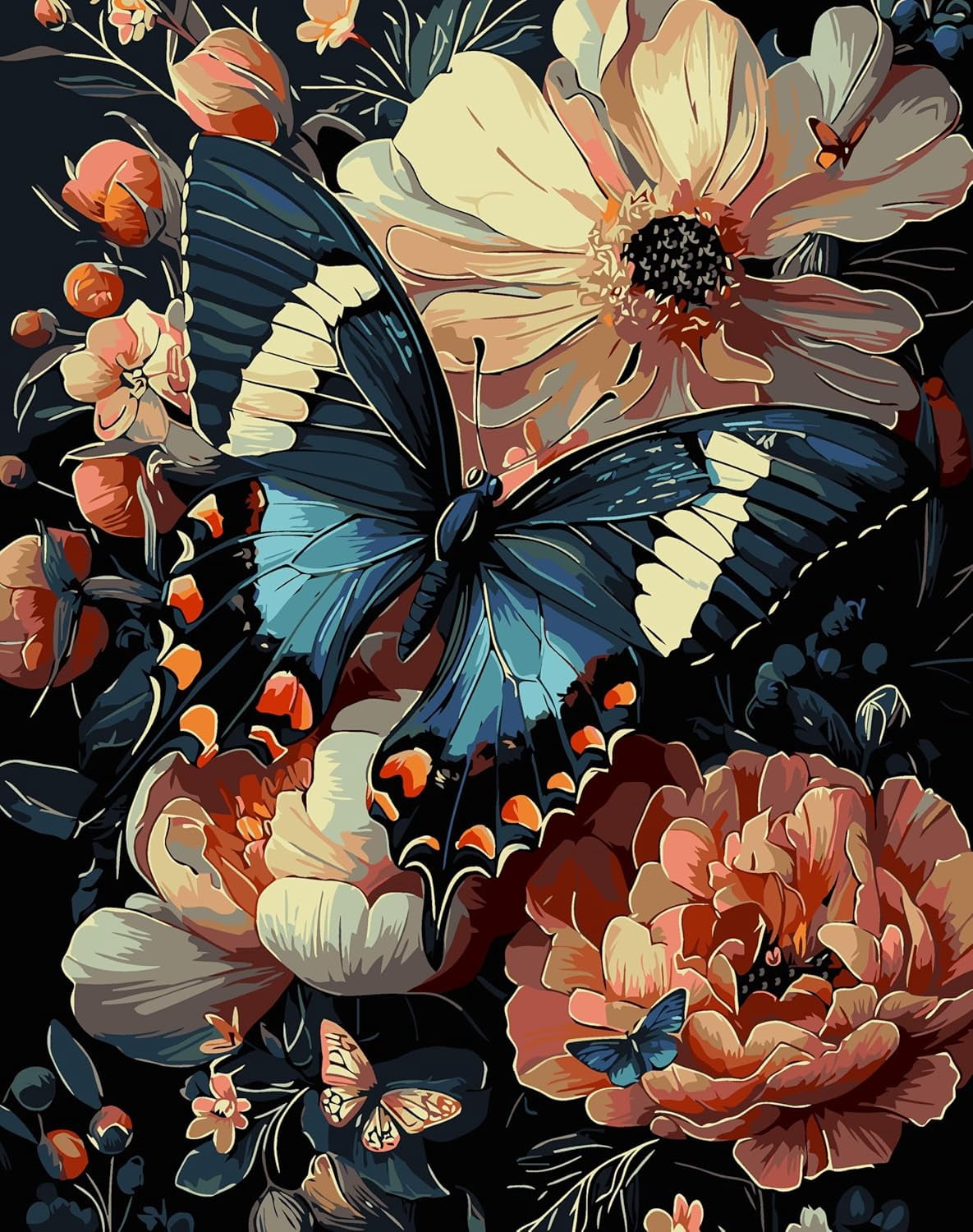 Flowers Paint by Numbers for Adults Beginner, Flowers DIY Acrylic Paint by Numbers Kit, Adult Paint by Number Kits on Canvas for Home Decor Gift 16x20 Inch,MT20746-US,16"x20"