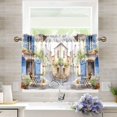 thumbnail image 1 of Flowers Painting Houses Kitchen Curtains Half Tier Curtain 2 Rod Pockets Bathroom Bedroom Cupborad Living Room 27"x36", 1 of 8