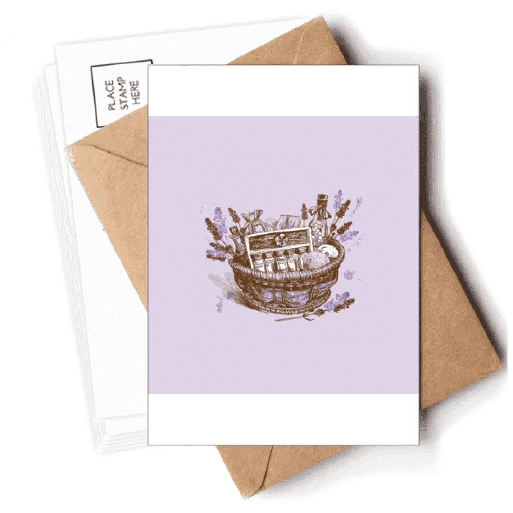 Flowers  Painting Present lavender Basket Postcards Envelopes Blank Note Cards Mailing