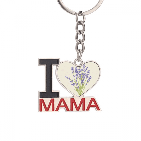 Flowers Painting lavender Keychain Metal Keyring Holder Love MAMA Mother